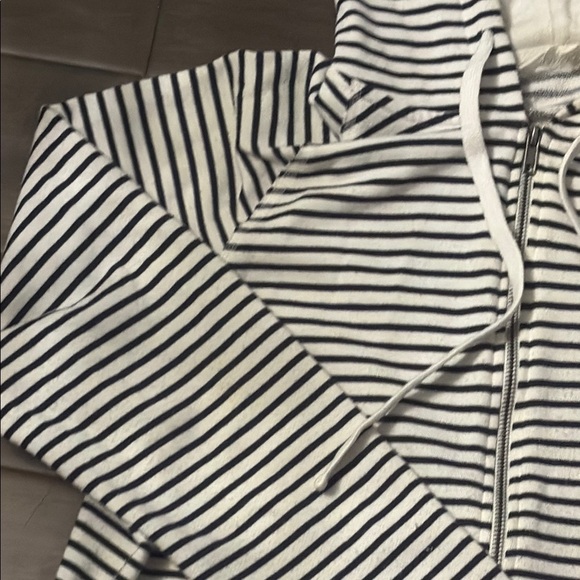 Danskin Striped Zip-Up Hoodie, size large navy and white - Picture 4 of 8